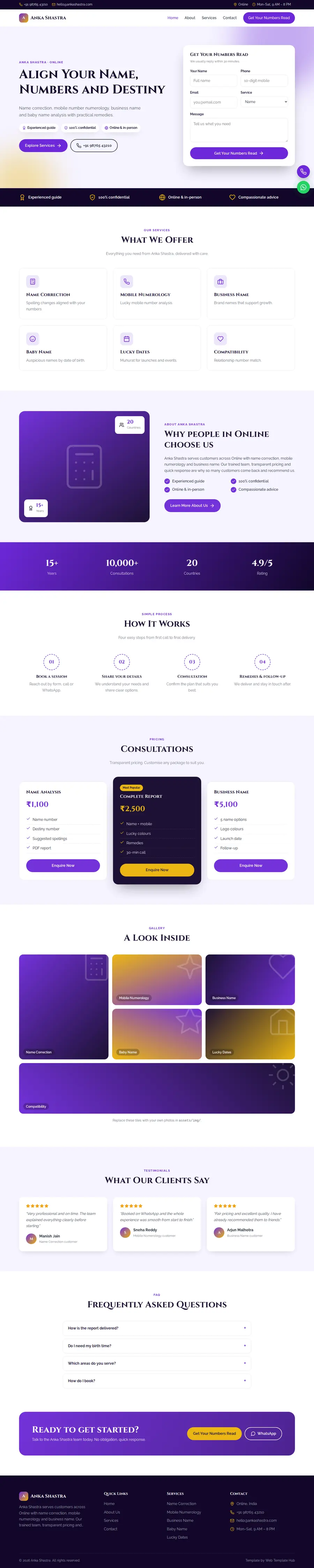 Anka Shastra template full homepage preview