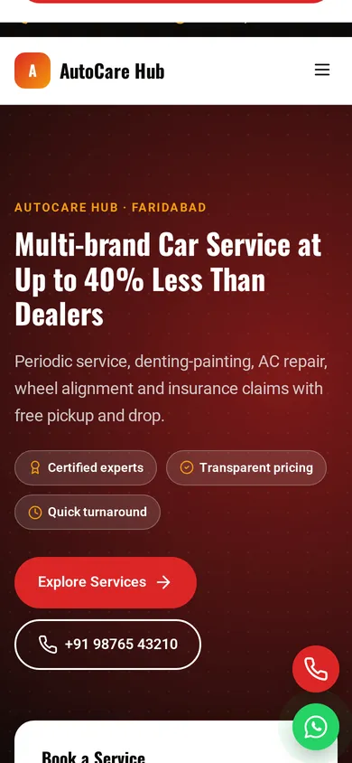 AutoCare Hub template mobile preview