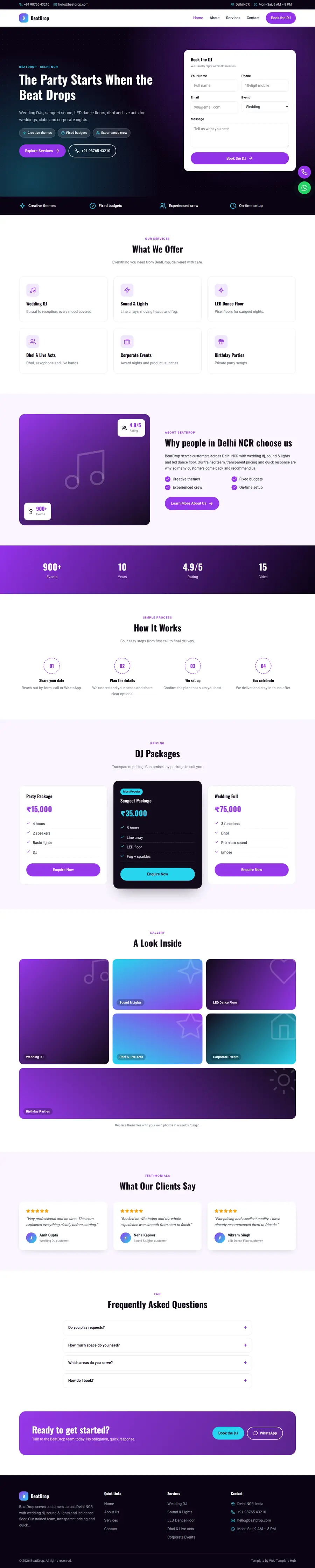 BeatDrop template full homepage preview