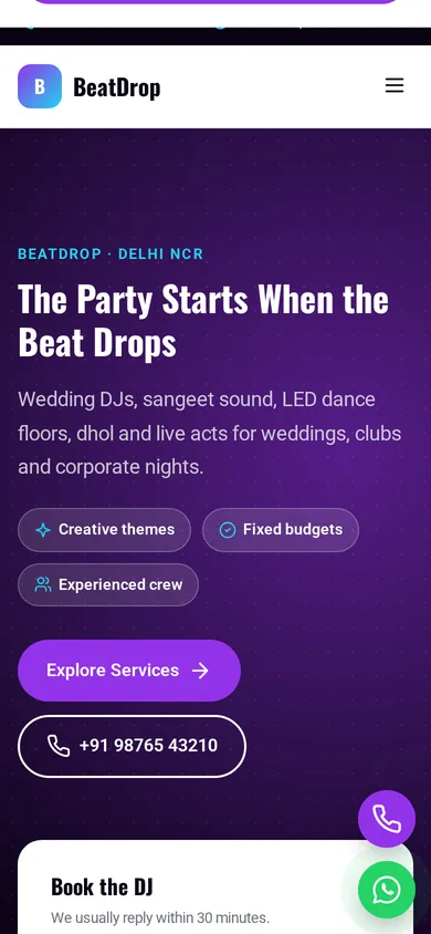 BeatDrop template mobile preview