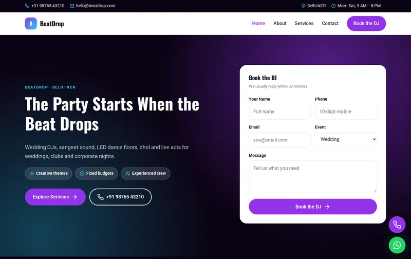 BeatDrop template desktop preview