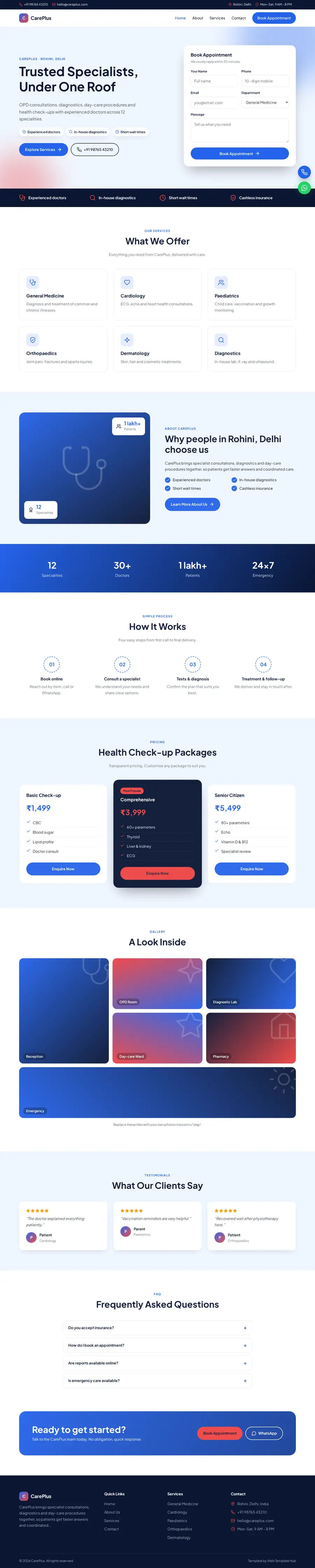 CarePlus template full homepage preview