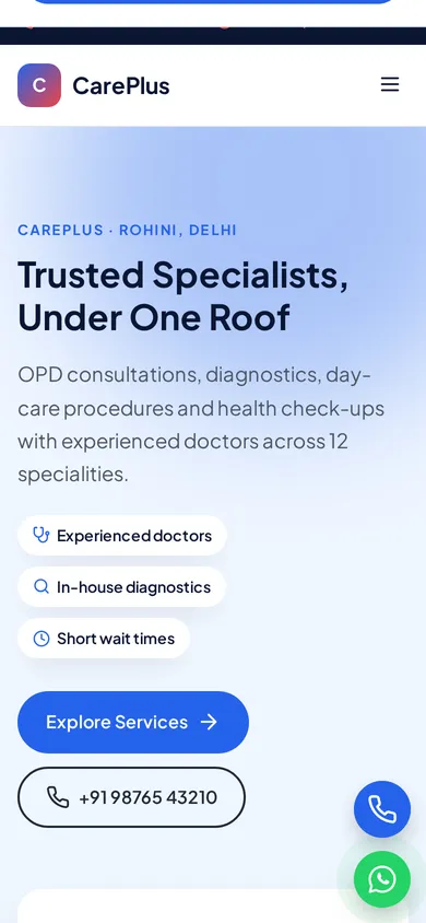 CarePlus template mobile preview