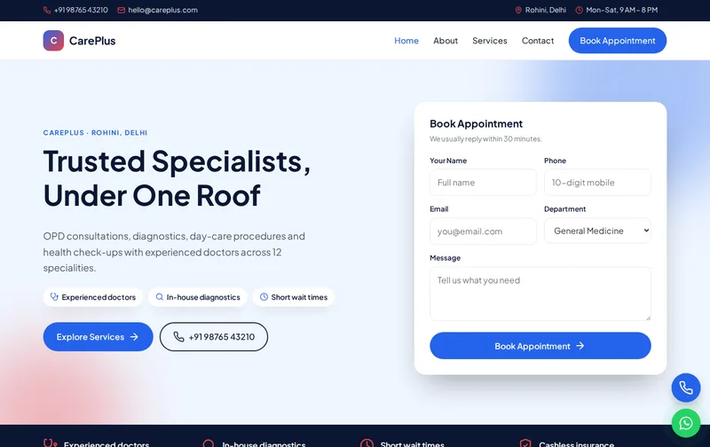 CarePlus website template preview