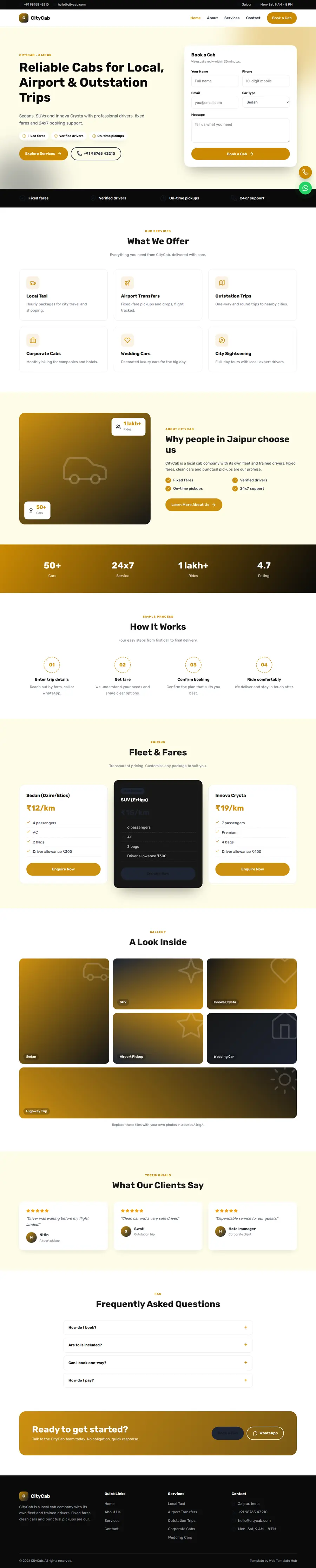 CityCab template full homepage preview