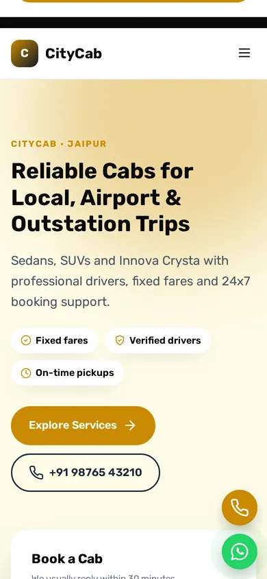 CityCab template mobile preview