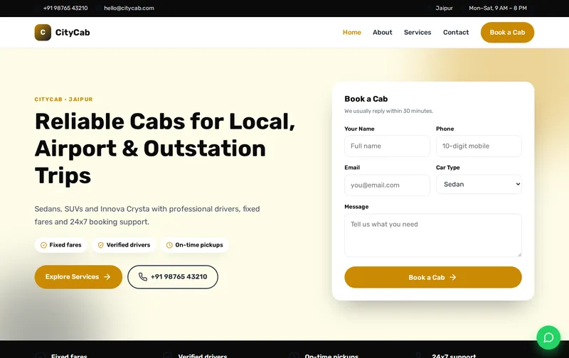 CityCab website template preview