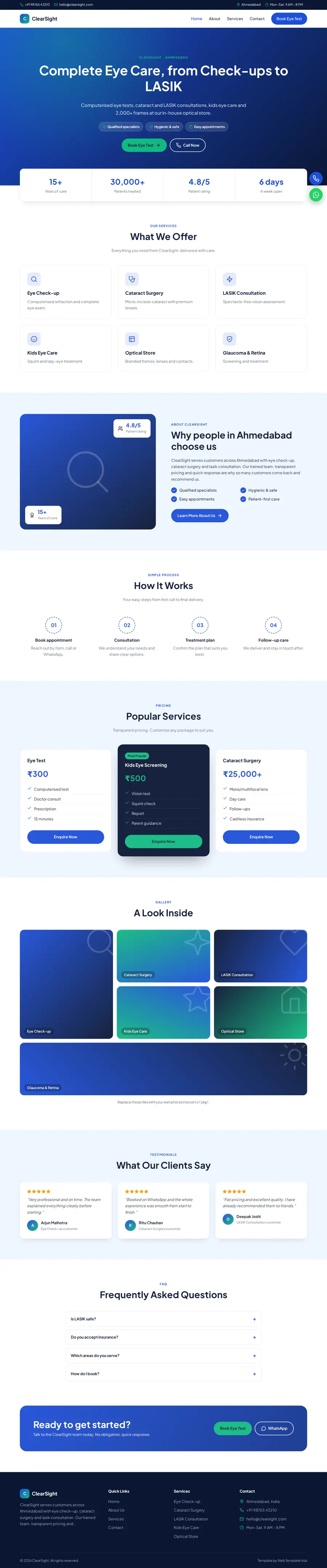 ClearSight template full homepage preview