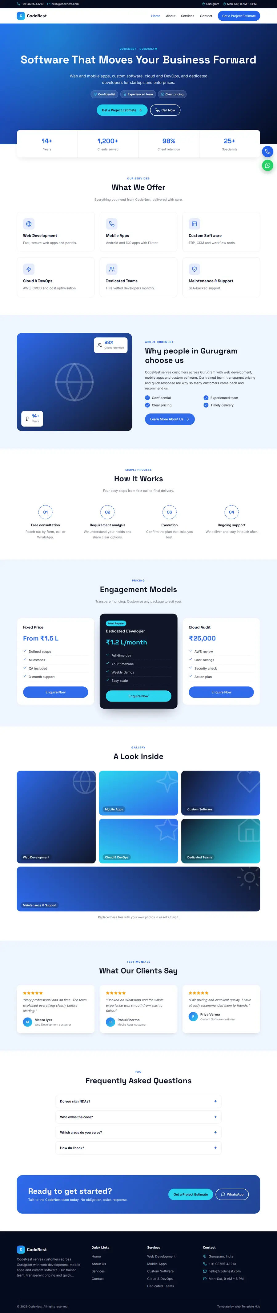 CodeNest template full homepage preview