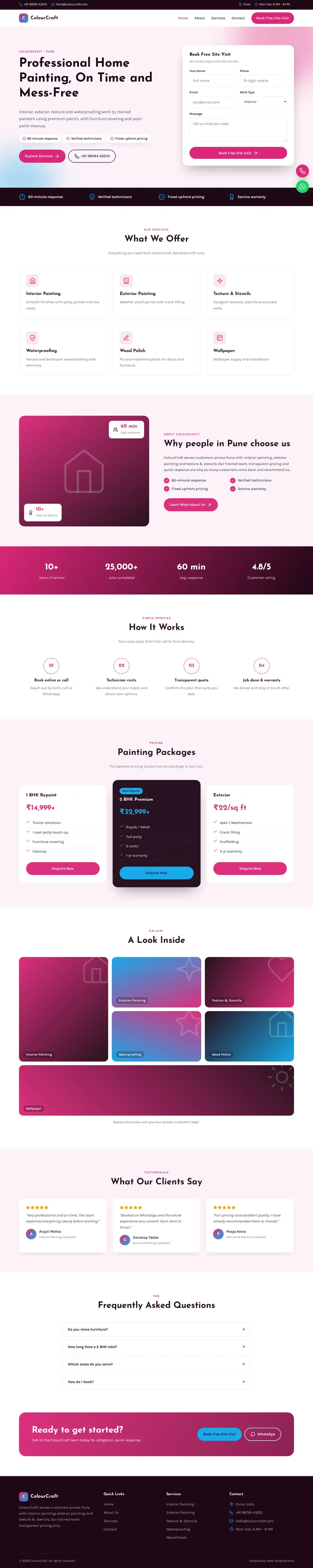 ColourCraft template full homepage preview