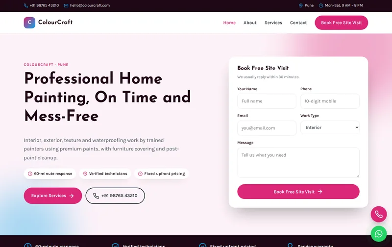 ColourCraft website template preview
