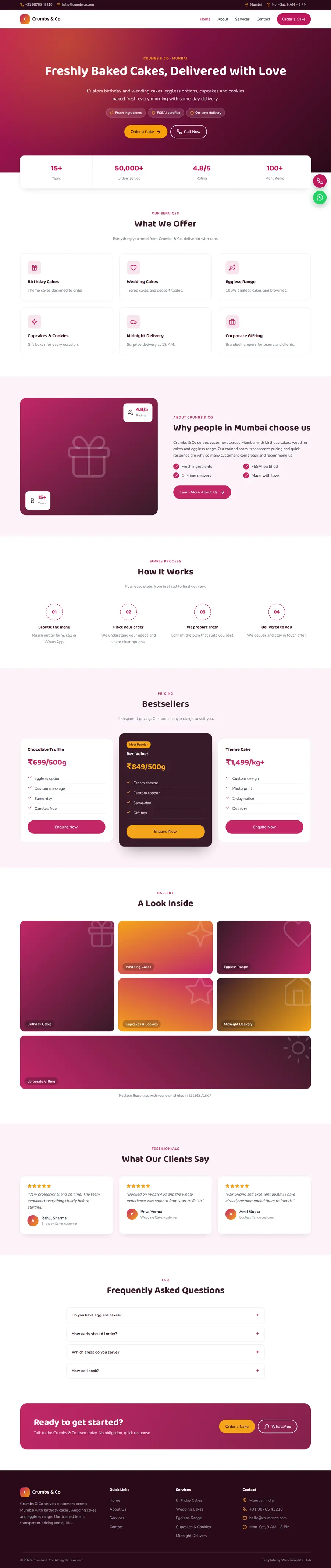 Crumbs & Co template full homepage preview