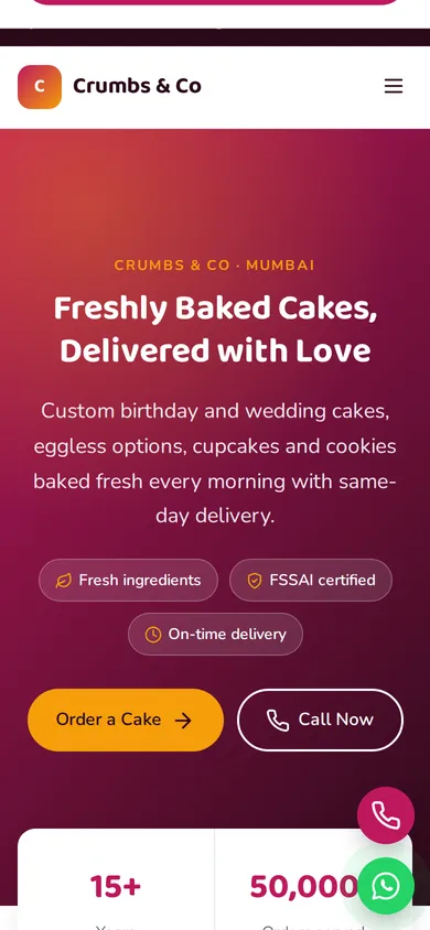 Crumbs & Co template mobile preview