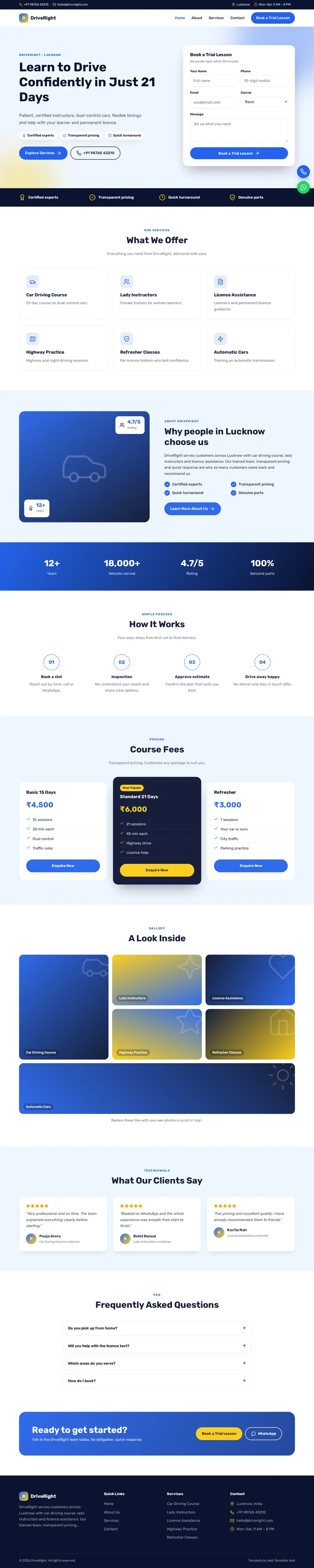 DriveRight template full homepage preview