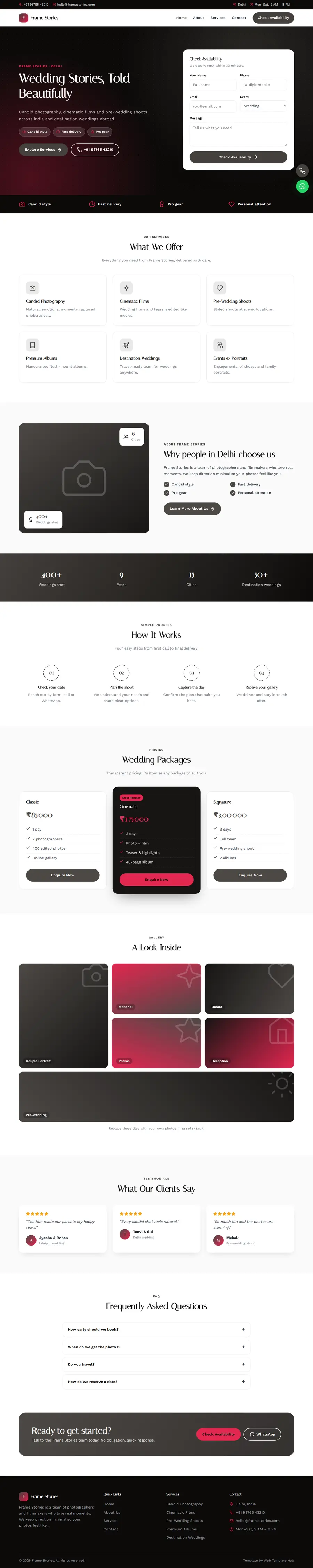Frame Stories template full homepage preview