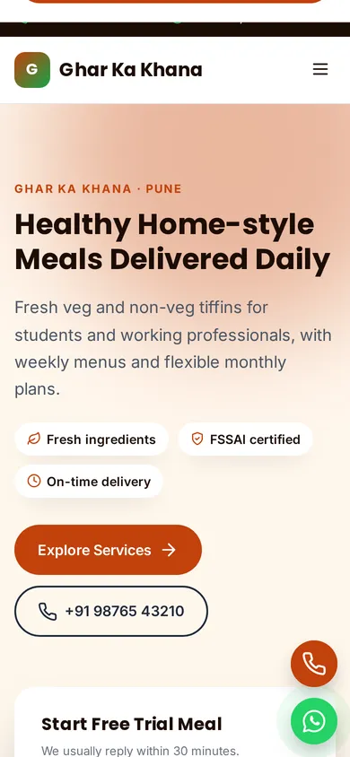 Ghar Ka Khana template mobile preview