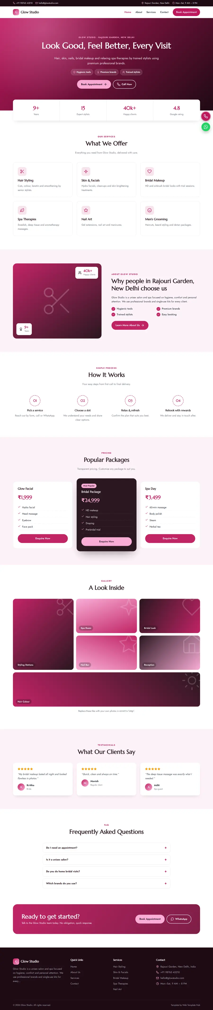 Glow Studio template full homepage preview