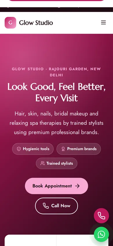 Glow Studio template mobile preview