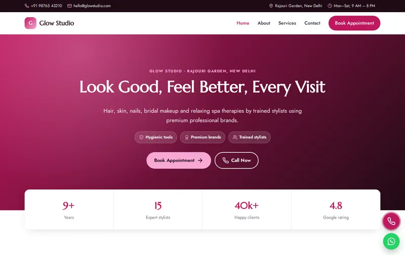 Glow Studio template desktop preview