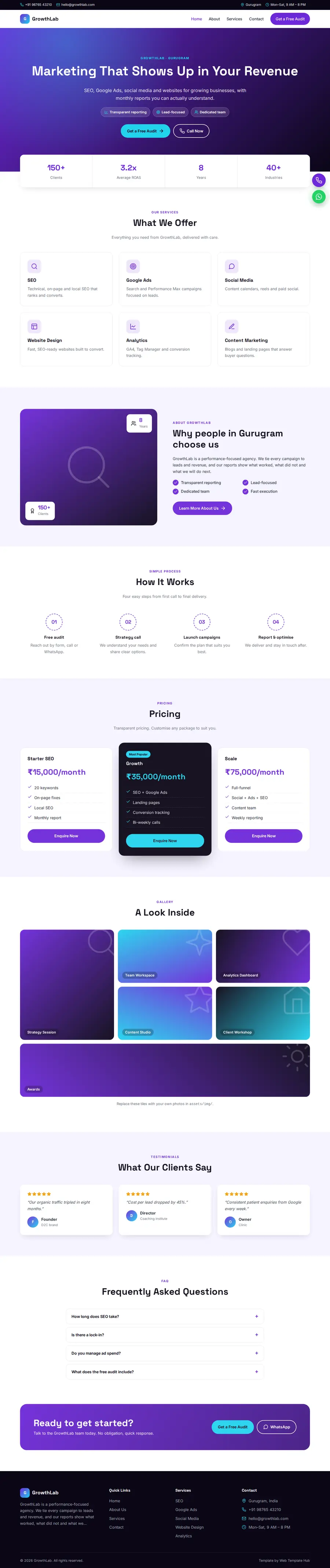 GrowthLab template full homepage preview