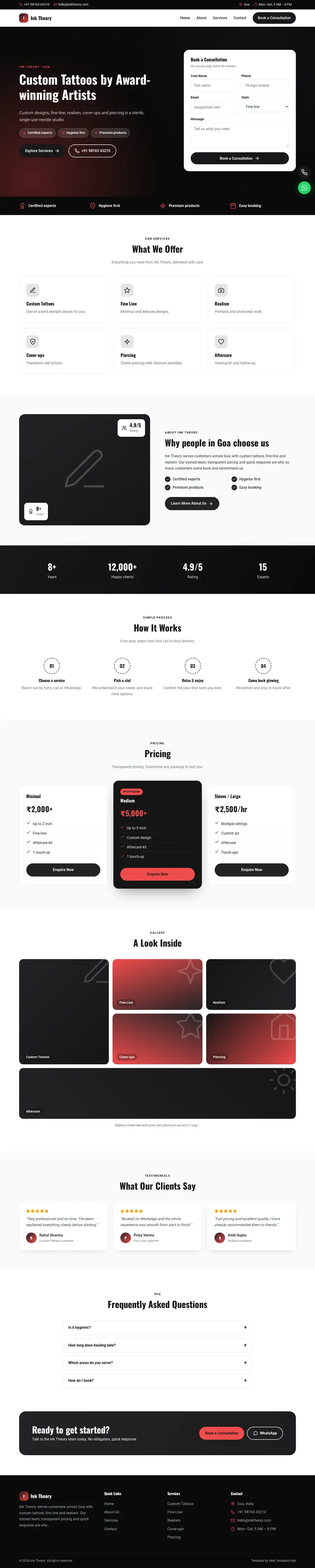 Ink Theory template full homepage preview