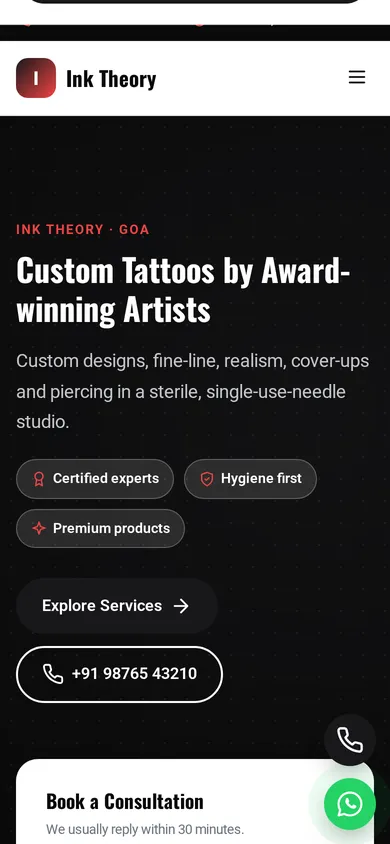 Ink Theory template mobile preview