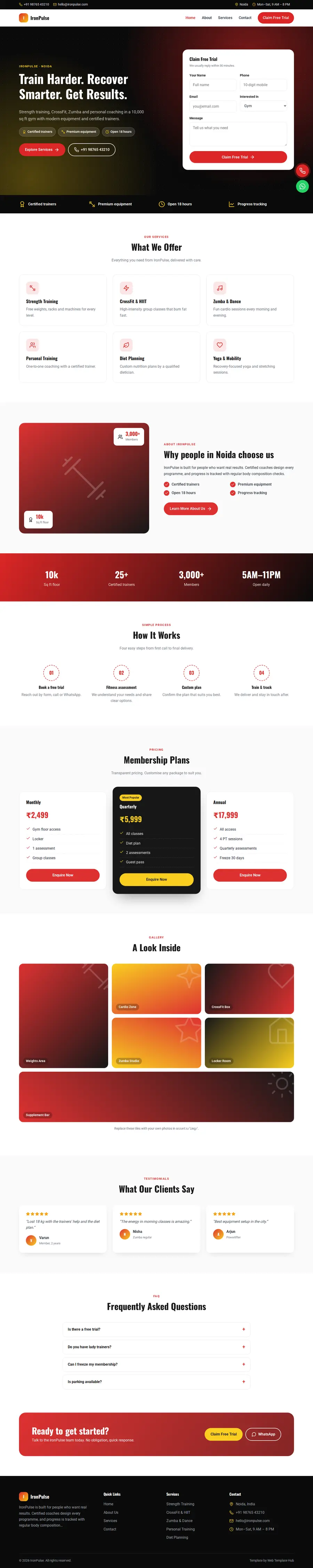 IronPulse template full homepage preview