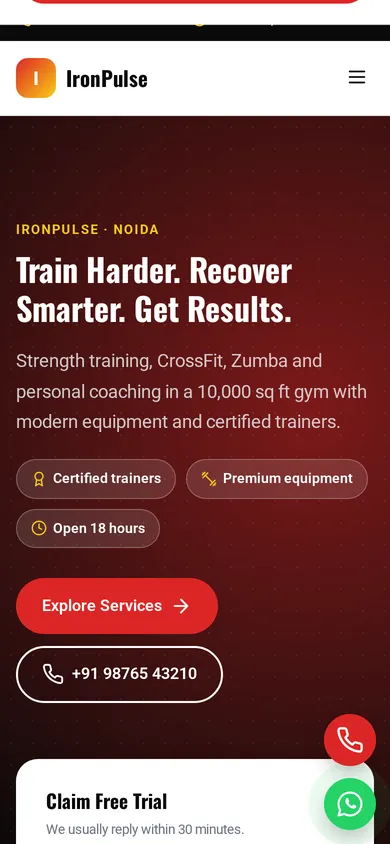 IronPulse template mobile preview