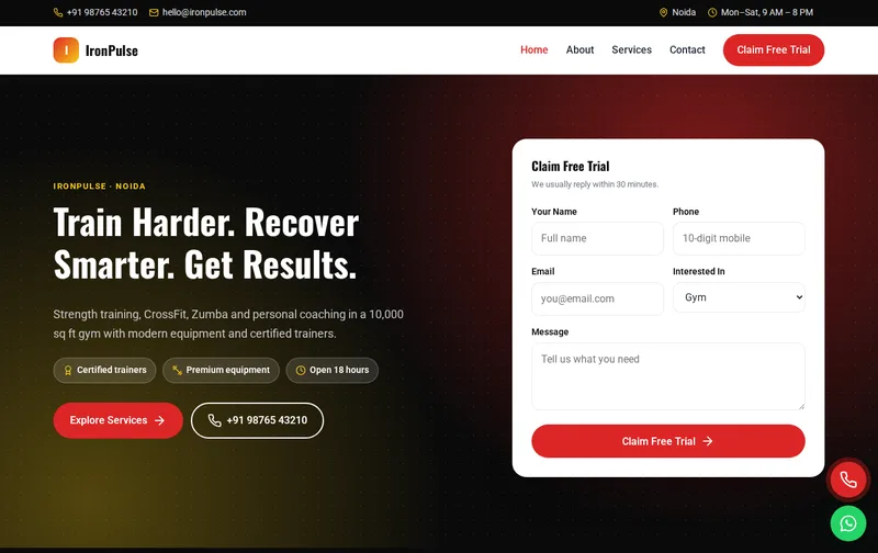 IronPulse website template preview