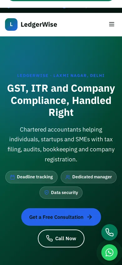 LedgerWise template mobile preview