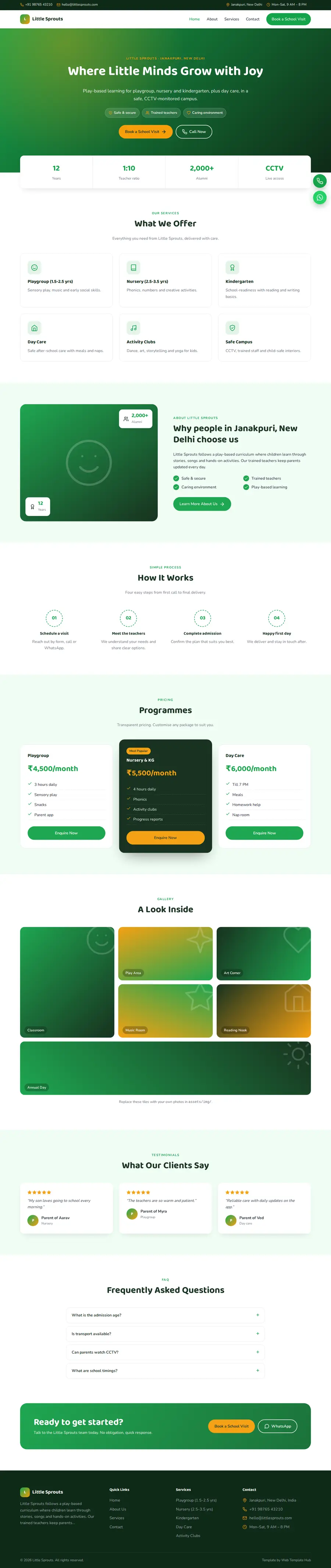 Little Sprouts template full homepage preview