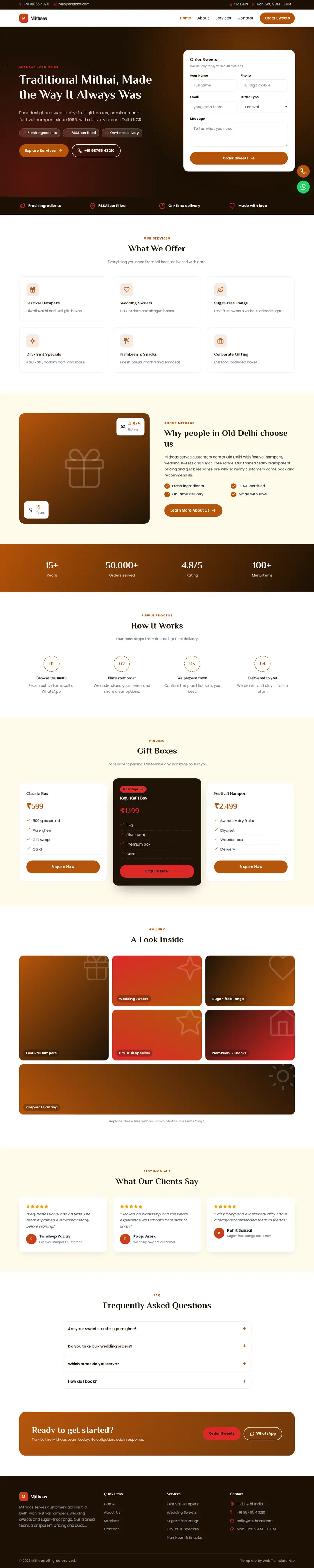 Mithaas template full homepage preview