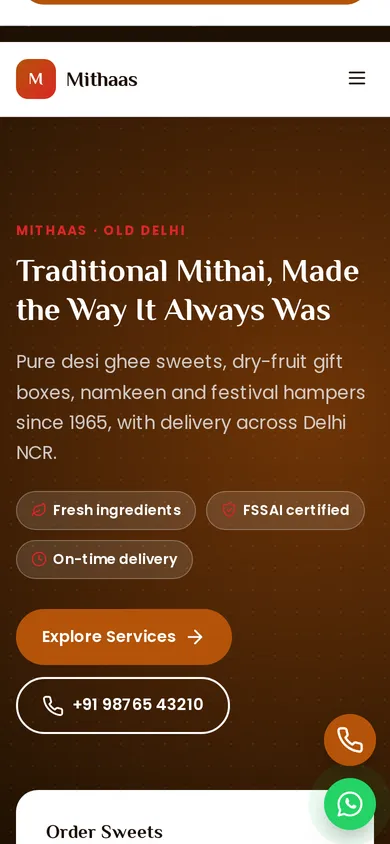 Mithaas template mobile preview