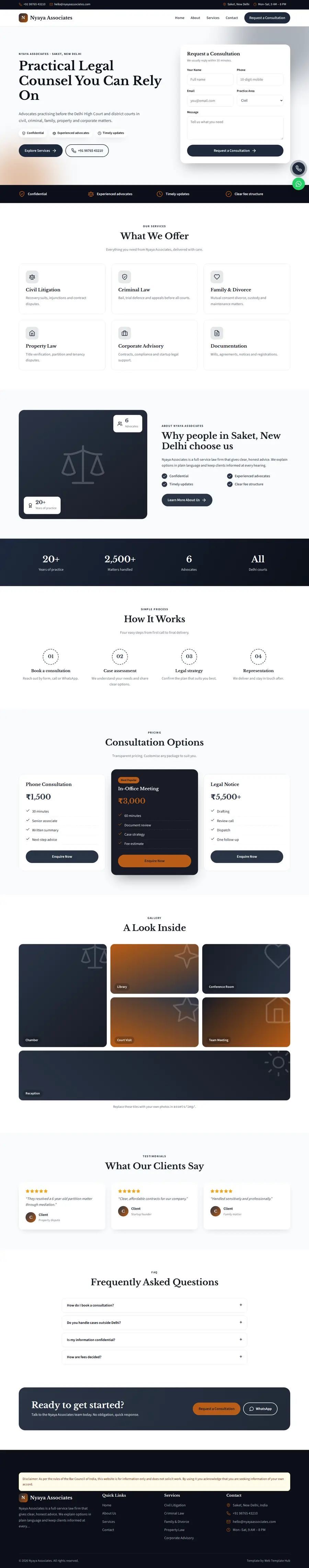Nyaya Associates template full homepage preview