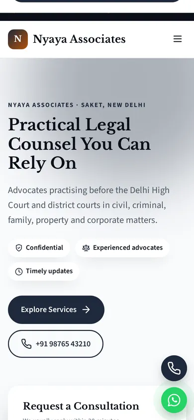 Nyaya Associates template mobile preview