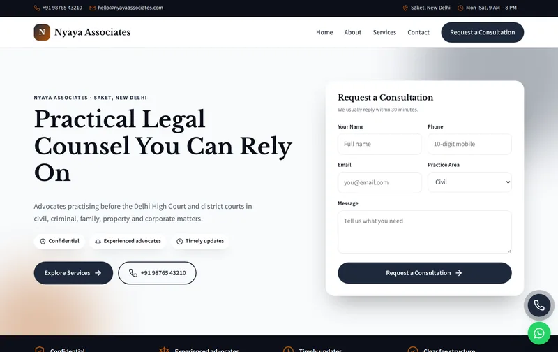 Nyaya Associates website template preview