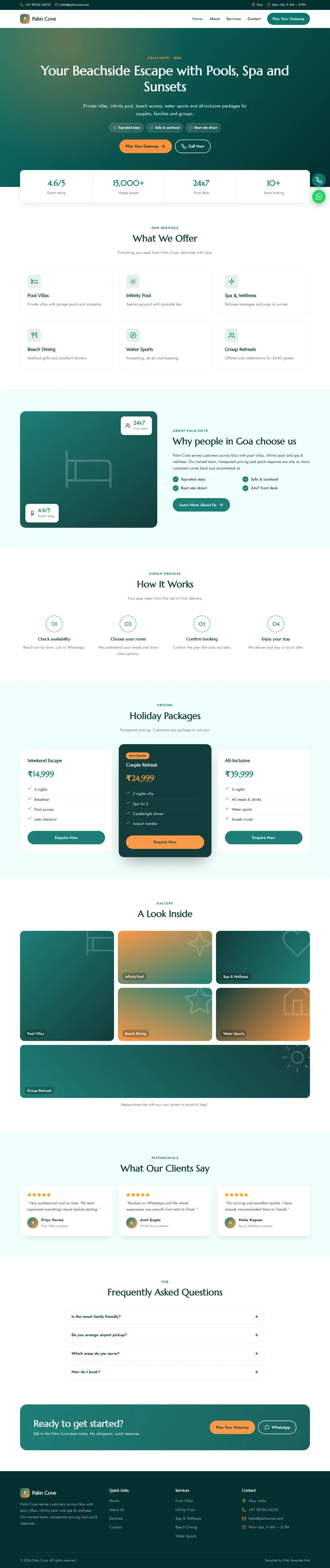 Palm Cove template full homepage preview