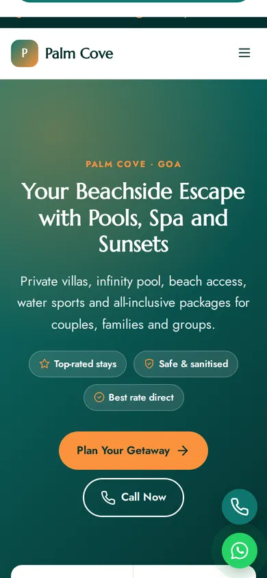 Palm Cove template mobile preview