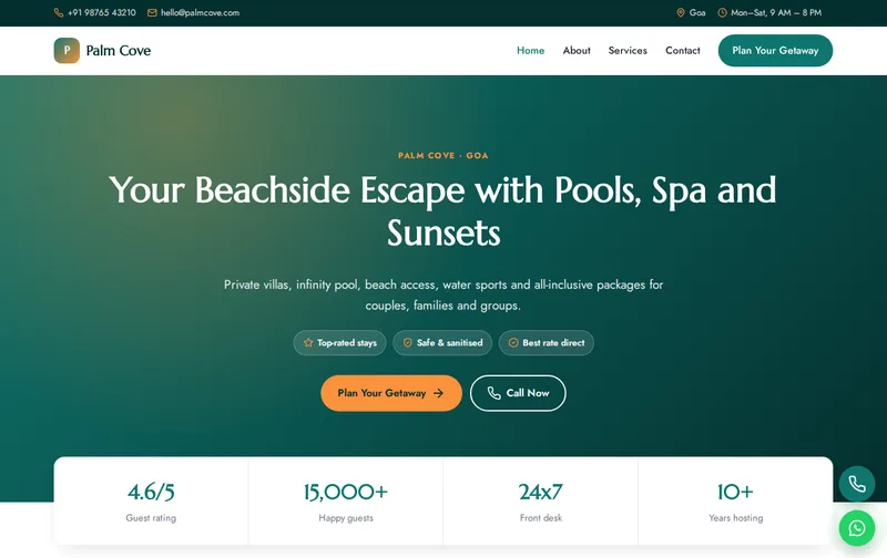 Palm Cove template desktop preview