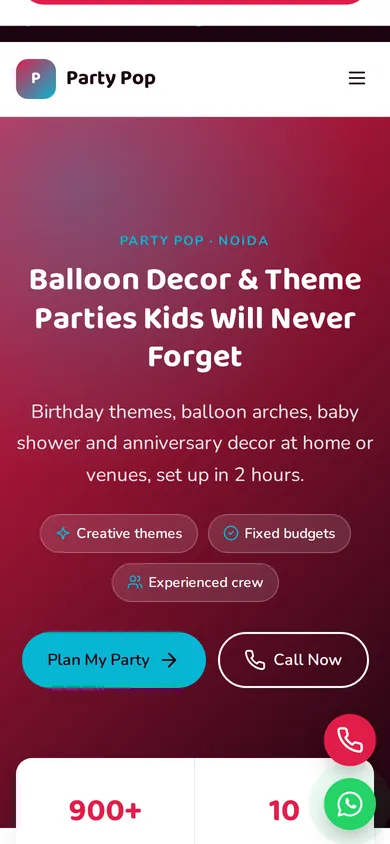 Party Pop template mobile preview