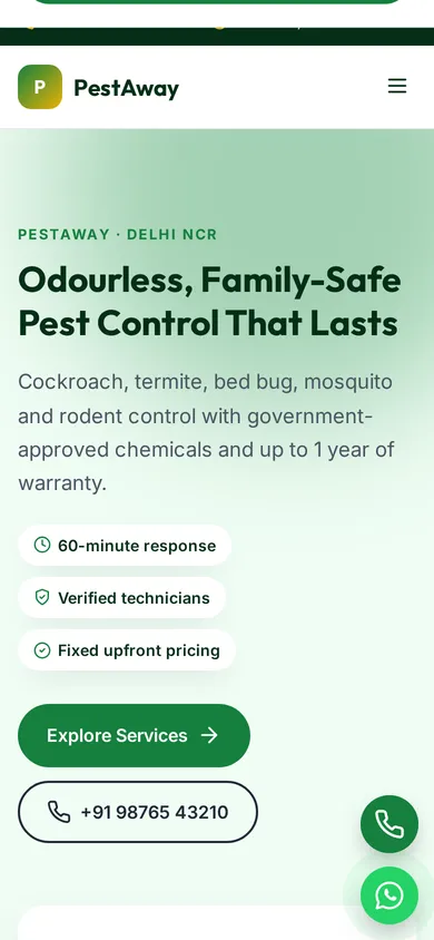 PestAway template mobile preview