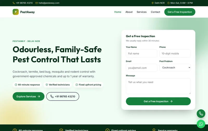 PestAway website template preview