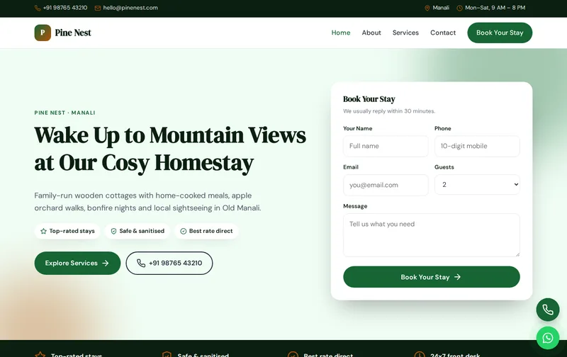 Pine Nest website template preview