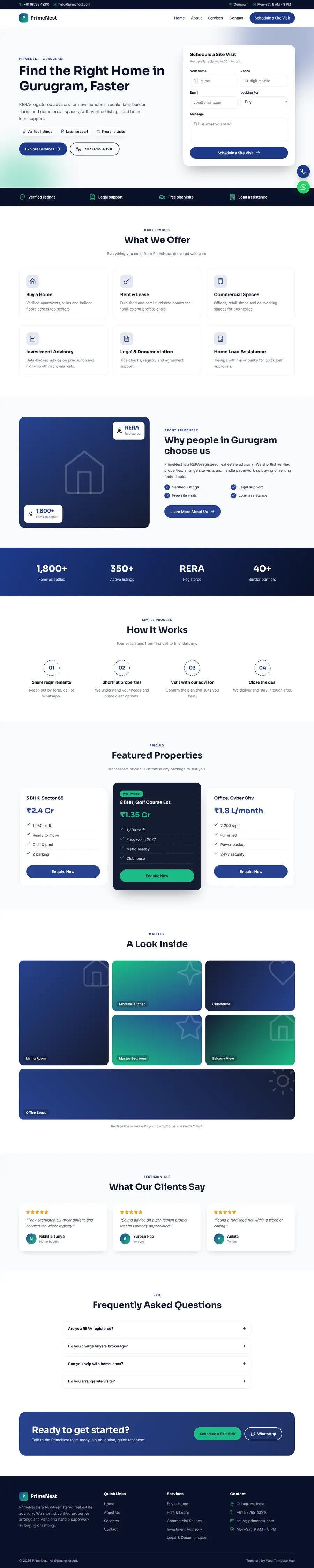 PrimeNest template full homepage preview