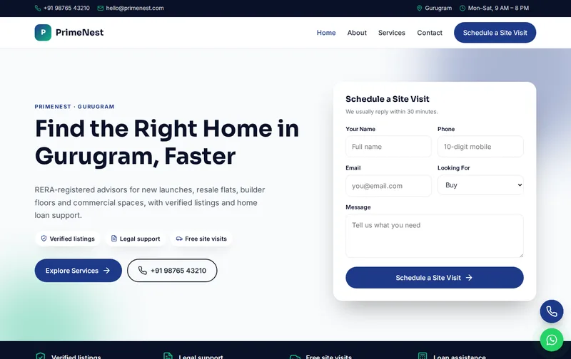 PrimeNest website template preview