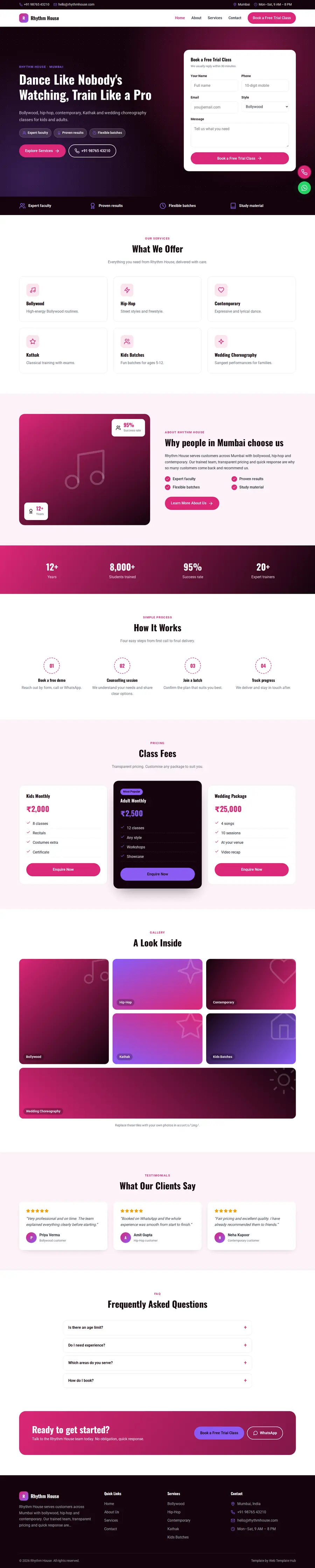 Rhythm House template full homepage preview