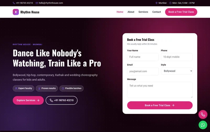 Rhythm House website template preview