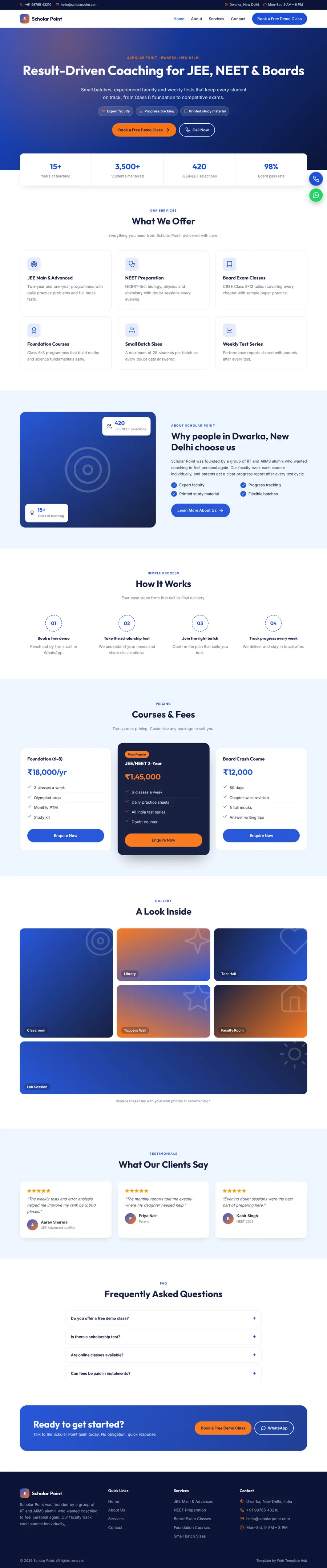 Scholar Point template full homepage preview