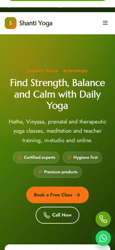 Shanti Yoga template mobile preview