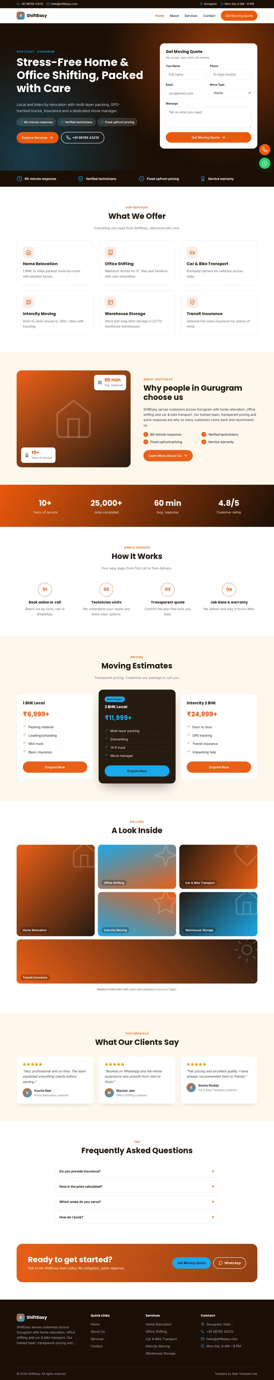 ShiftEasy template full homepage preview